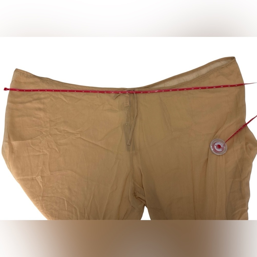 SKIMS 3X Swimwear Crinkle Silk Coverup Pants in Almond Color Sheer Pullon lounge - Picture 7 of 10